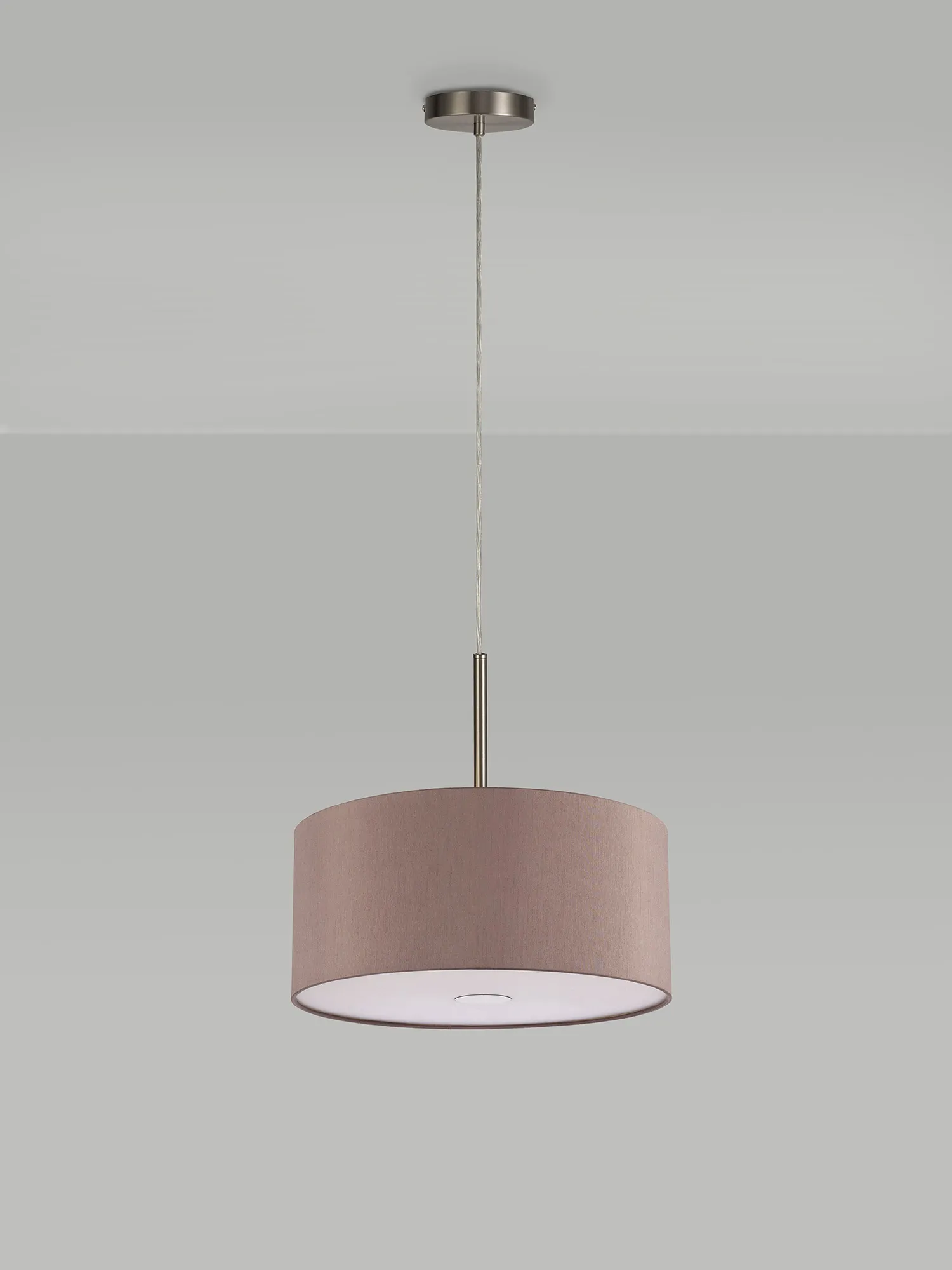 Baymont 40cm 5 Light Pendant Satin Nickel, Taupe/Halo Gold, Frosted Diffuser DK0540  Deco Baymont SN TA